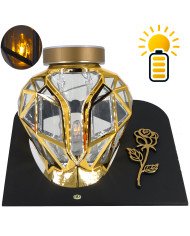 Piękny srebrny znicz Solarny LED 25cm nowoczesny lampion metalizowany róża