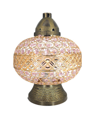 Duzy znicz 36cm Premium Big Waza Złota Różowe Kryształki piękny znicz