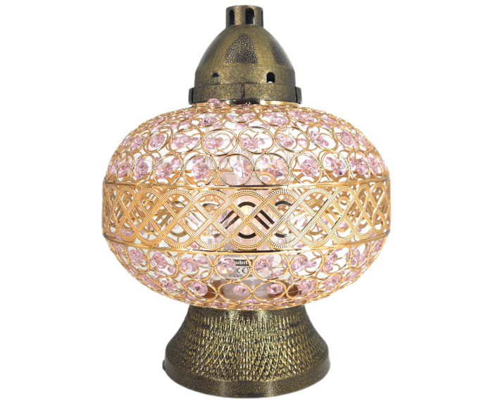 Duzy znicz 36cm Premium Big Waza Złota Różowe Kryształki piękny znicz