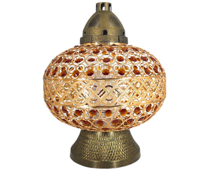 Duzy znicz 36cm Premium Big Waza Złota Brązowe Kryształki piękny znicz