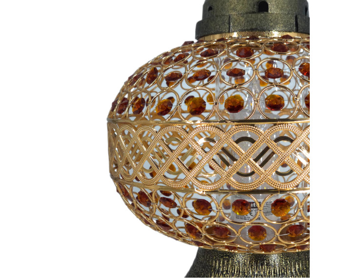 Duzy znicz 36cm Premium Big Waza Złota Brązowe Kryształki piękny znicz