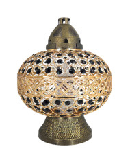 Duzy znicz 36cm Premium Big Waza Złota Brązowe Kryształki piękny znicz