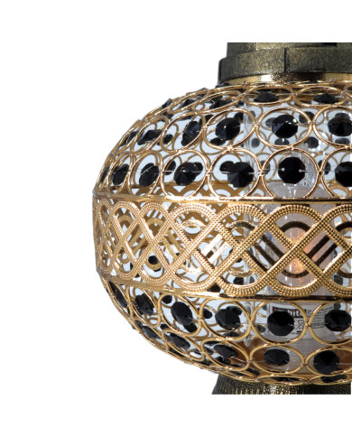 Duzy znicz 36cm Premium Big Waza Złota Czarne Kryształki piękny znicz