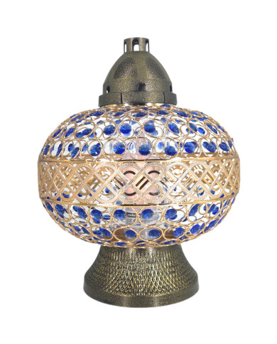 Duzy znicz 36cm Premium Big Waza Złota Niebieskie Kryształki piękny znicz