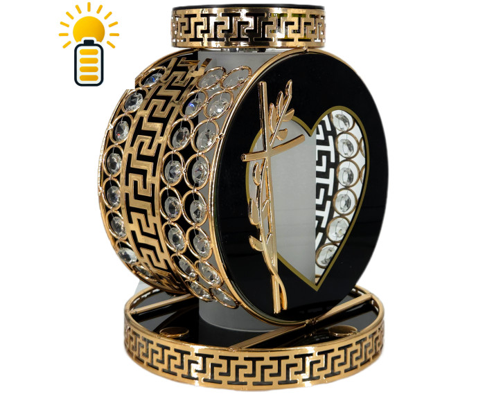 Elegancki znicz solarny z kryształkami Koło VIP Premium Solar Biały