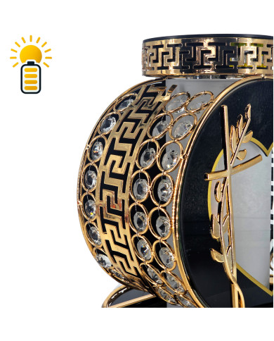 Elegancki znicz solarny z kryształkami Koło VIP Premium Solar Biały Elegancki znicz solarny z kryształkami Koło VIP Premium Solar Biały