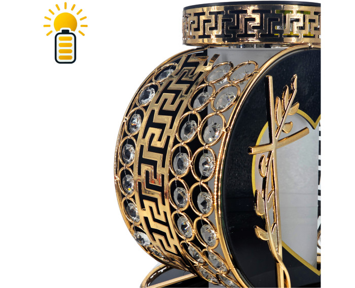 Elegancki znicz solarny z kryształkami Koło VIP Premium Solar Biały