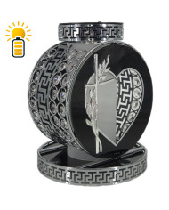 Elegancki znicz solarny z kryształkami Koło VIP Premium Solar Srebrny