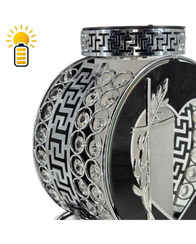Elegancki znicz solarny z kryształkami Koło VIP Premium Solar Srebrny Elegancki znicz solarny z kryształkami Koło VIP Premium Solar Srebrny