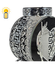 Elegancki znicz solarny z kryształkami Koło VIP Premium Solar Srebrny