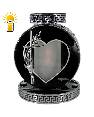 Elegancki znicz solarny z kryształkami Koło VIP Premium Solar Srebrny