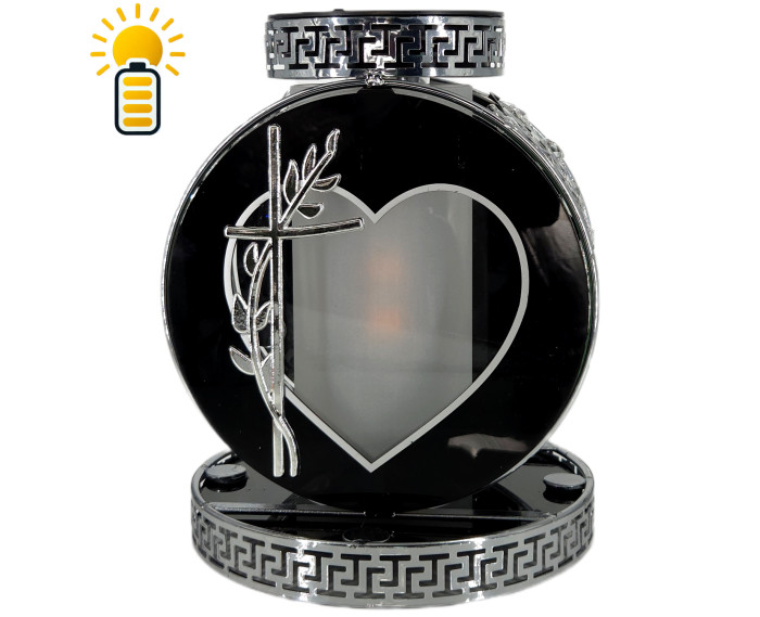 Elegancki znicz solarny z kryształkami Koło VIP Premium Solar Srebrny