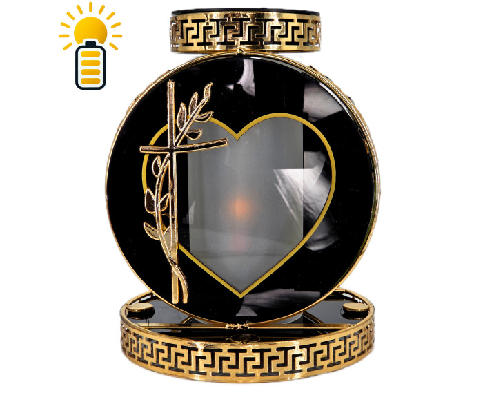 Elegancki znicz solarny z kryształkami Koło VIP Premium Solar Czarny