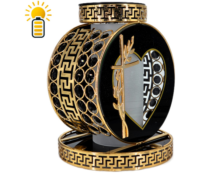 Elegancki znicz solarny z kryształkami Koło VIP Premium Solar Czarny