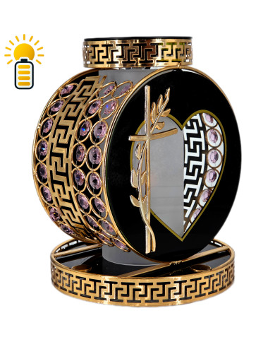 Elegancki znicz solarny z kryształkami Koło VIP Premium Solar Oset