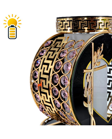 Elegancki znicz solarny z kryształkami Koło VIP Premium Solar Oset Elegancki znicz solarny z kryształkami Koło VIP Premium Solar Oset