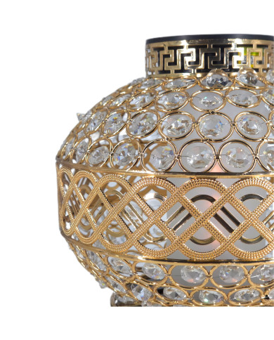 Znicz Solarny LED Premium VIP Kula Kryształowa Złota Białe Kryształki Znicz Solarny LED Premium VIP Kula Kryształowa Złota Białe Kryształki