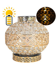 Znicz Solarny LED Premium VIP Kula Kryształowa Srebrna Białe Kryształki