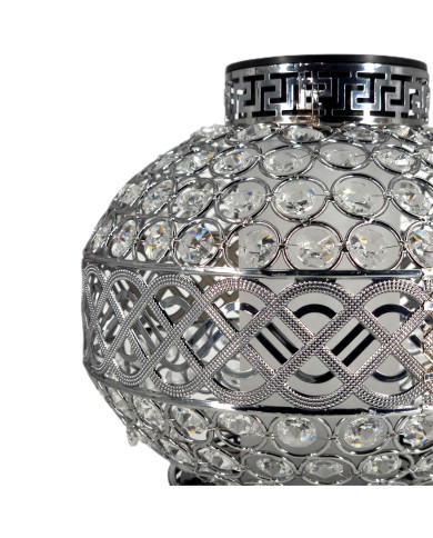 Znicz Solarny LED Premium VIP Kula Kryształowa Srebrna Białe Kryształki Znicz Solarny LED Premium VIP Kula Kryształowa Srebrna Białe Kryształki