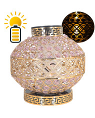 Znicz Solarny LED Premium VIP Kula Kryształowa Srebrna Białe Kryształki