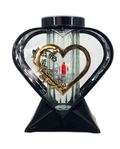 Znicz LED solarny serce 27,5 cm dekoracyjny nagrobny na cmentarz