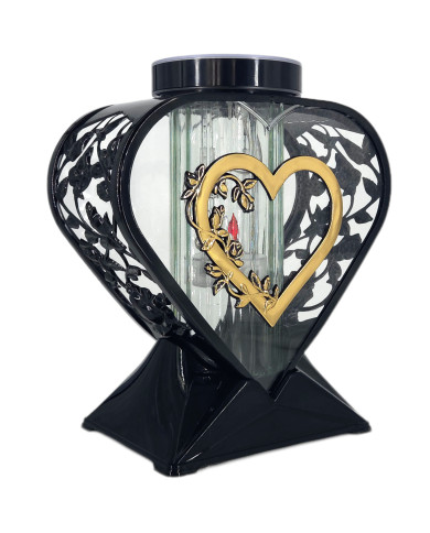 Znicz LED solarny serce 27,5 cm dekoracyjny nagrobny na cmentarz