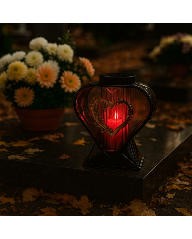 Znicz LED solarny serce 27,5 cm dekoracyjny nagrobny na cmentarz Znicz LED solarny serce 27,5 cm dekoracyjny nagrobny na cmentarz