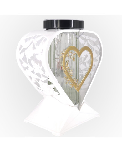 Znicz LED solarny serce 27,5 cm dekoracyjny nagrobny na cmentarz