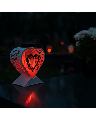 Znicz LED solarny serce 27,5 cm dekoracyjny nagrobny na cmentarz Znicz LED solarny serce 27,5 cm dekoracyjny nagrobny na cmentarz