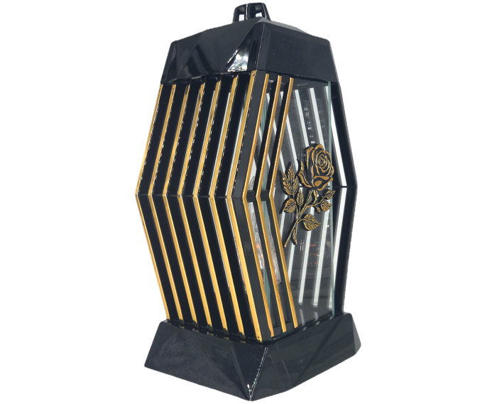 Piękny duży lampion 37cm nowoczesny wzór glamour Lamel czarno złoty róża