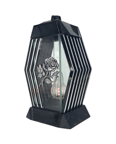 Piękny duży lampion 37cm nowoczesny wzór glamour Lamel czarno srebrny róża