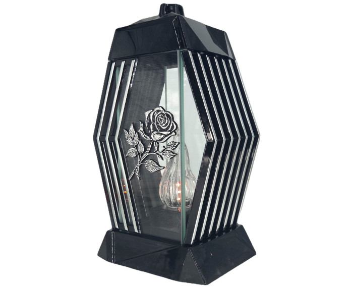 Piękny duży lampion 37cm nowoczesny wzór glamour Lamel czarno srebrny róża