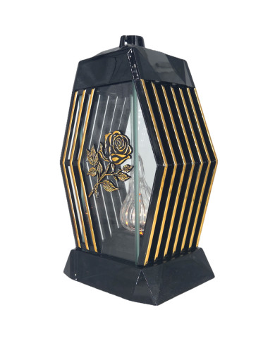Piękny duży lampion 37cm nowoczesny wzór glamour Lamel czarno złoty róża