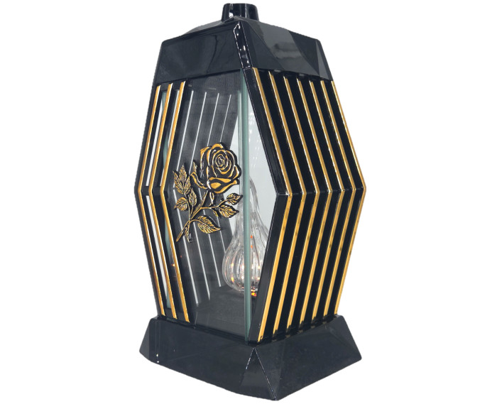 Piękny duży lampion 37cm nowoczesny wzór glamour Lamel czarno złoty róża