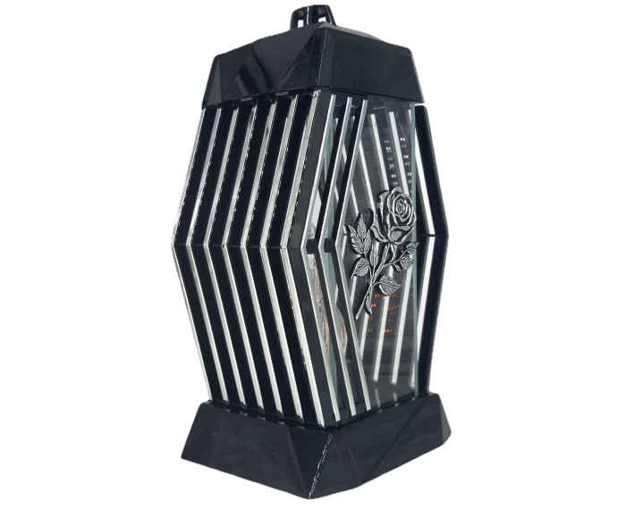 Piękny duży lampion 37cm nowoczesny wzór glamour Lamel czarno srebrny róża