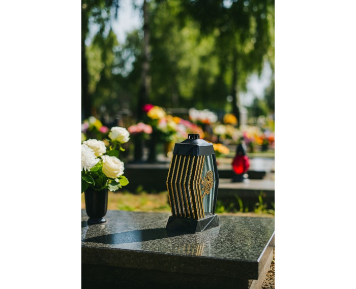 Piękny duży lampion 37cm nowoczesny wzór glamour Lamel czarno złoty róża