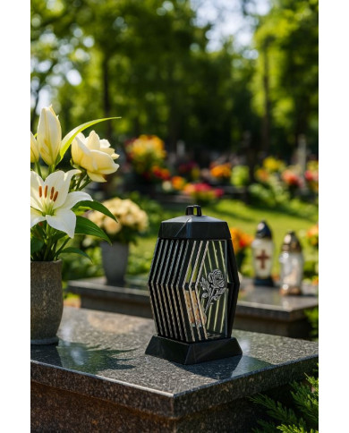 Piękny duży lampion 37cm nowoczesny wzór glamour Lamel czarno srebrny róża Piękny duży lampion 37cm nowoczesny wzór glamour Lamel czarno srebrny róża