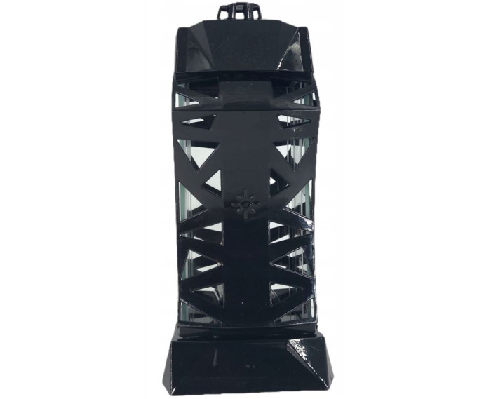 Piękny duży lampion ażur 37cm złoty czarny kapliczka z kwiatem