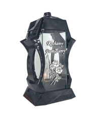 Piękny duży lampion 37cm srebrny czarny kapliczka napis kochamy pamiętamy