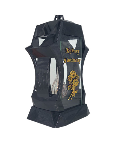 Piękny duży lampion 37cm złoty czarny kapliczka napis kochamy pamiętamy