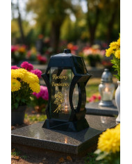 Piękny duży lampion 37cm złoty czarny kapliczka napis kochamy pamiętamy