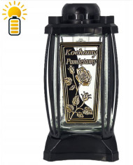 Piękny duży lampion 37cm złoty czarny kapliczka napis kochamy pamiętamy