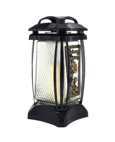 Znicz na Grób Kapliczka Lampion Czarny Dedykacja Kochamy Pamiętamy