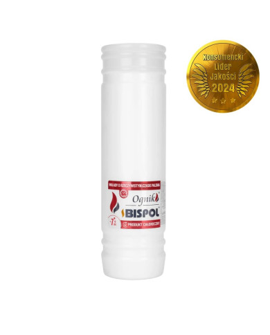 Wkład parafinowy BISPOL Ognik zalewany WP7 7 dni / 168h/ 22,5cm do zniczy