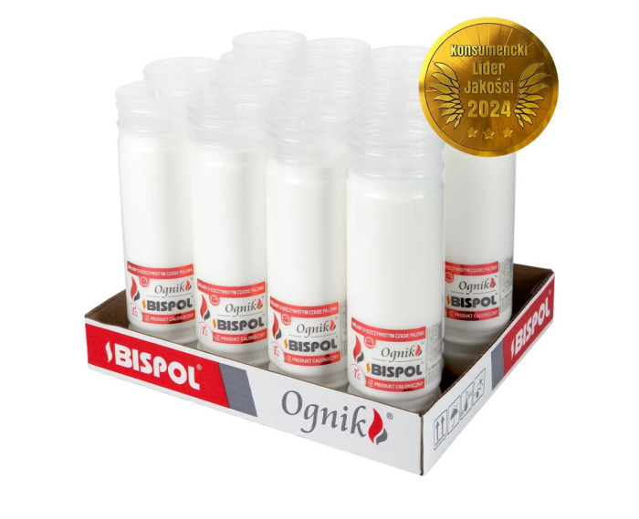 Wkład parafinowy BISPOL Ognik zalewany WP7 7 dni / 168h/ 22,5cm do zniczy