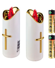 Piękna ozdobna świeca ze złotym krzyżem i białym płomieniem - Wąska Lana Złota Rico 12,5/15/17,5 cm