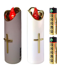 Piękna ozdobna świeca ze złotym krzyżem i białym płomieniem - Wąska Lana Złota Rico 12,5/15/17,5 cm