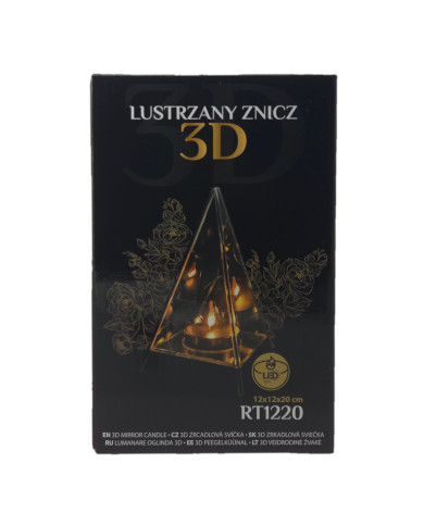 Lustrzany Znicz Efekt 3D Nieskończoności Stożek Szklany LED Piramida