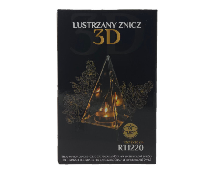 Lustrzany Znicz Efekt 3D Nieskończoności Stożek Szklany LED Piramida