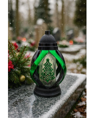 Znicz na boże narodzenie choinka metalizowany czarno zielony piękny 29cm